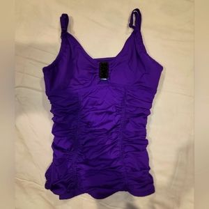 🌟LN🌟Kenneth Cole Bathing Suit Top Rouched Sides with Tummy Control Sz L